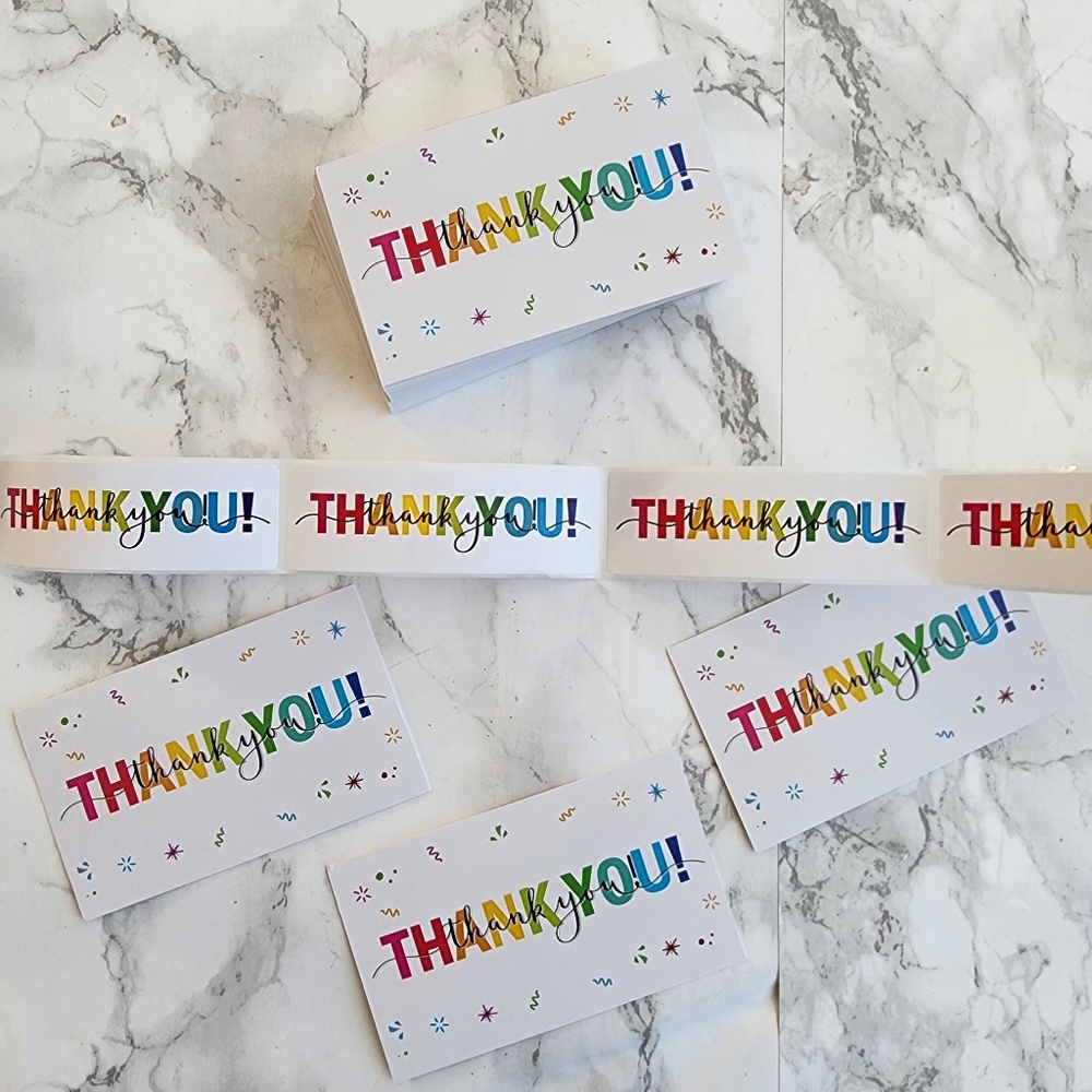 100 Pc pack Thank You Cards and Stickers